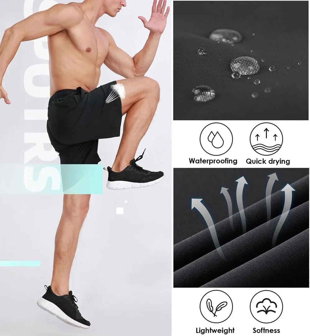 XinYangNi Men's 10" Athletic Shorts Lightweight Outdoor Quick Dry Basketball Running Workout Hiking Tennis Shorts Zip Pockets