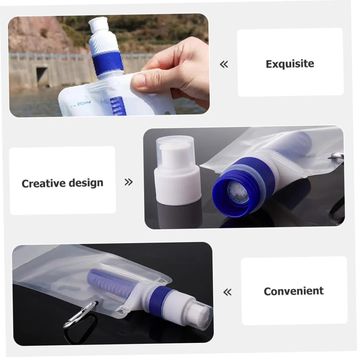 Yardwe 3pcs Portable Camping Water Bag Hiking Water Filter Bag Reusable Pouch