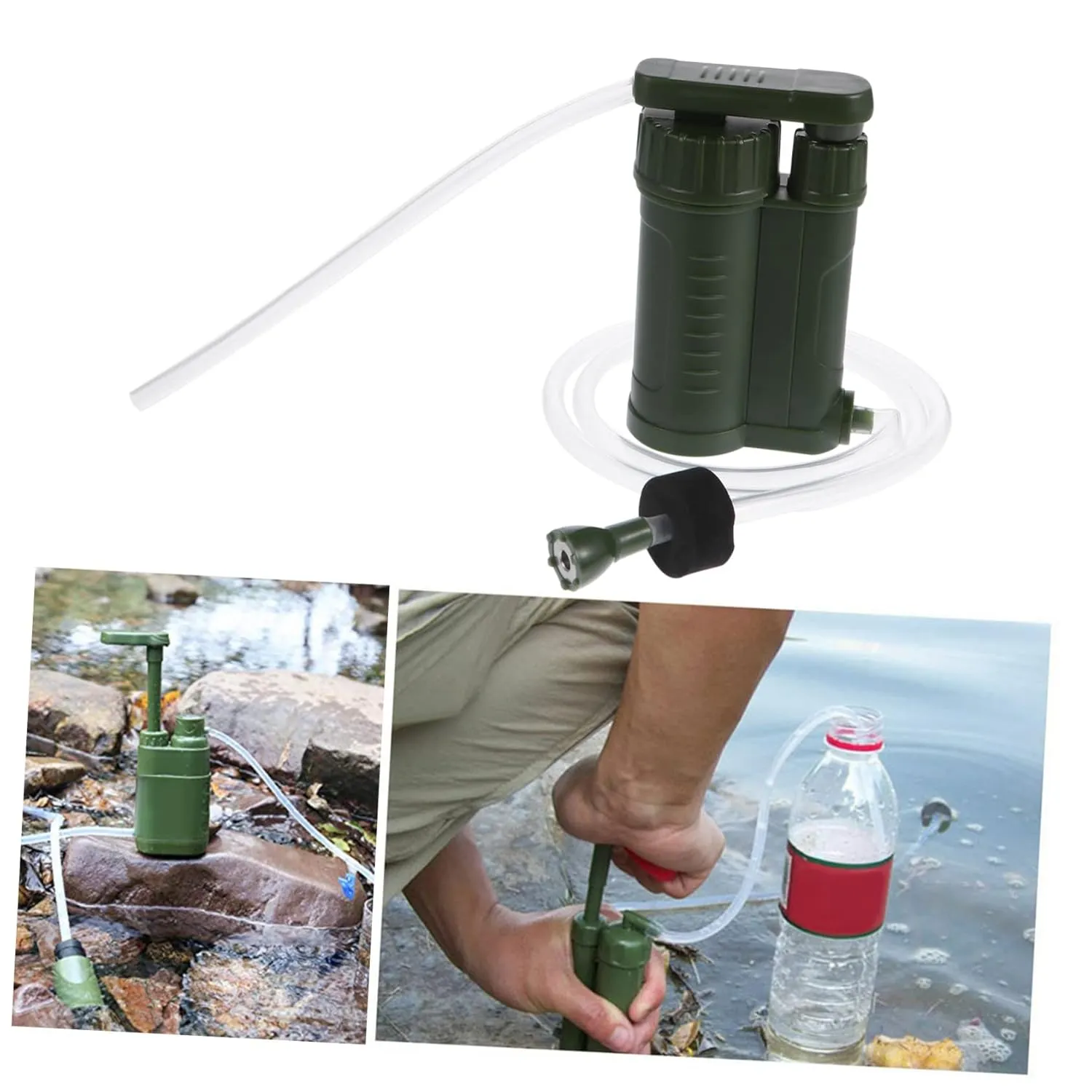 YARNOW 2 Pcs Water Filter Survival Gear Car Kits Water Bottle Hand Pump Pump Water Filter Bottle Water Purifier Water Filtration System Water Filtration Device Green Abs