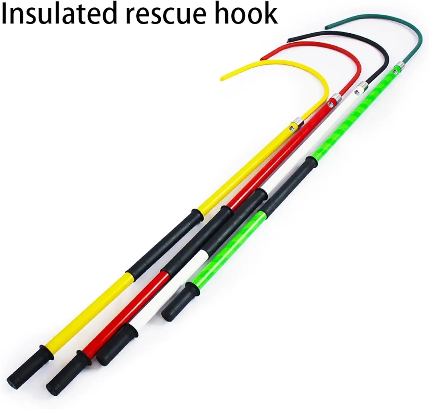 Yellow Green Red Insulated Rescue Hook, 10kV 35kV 110kV 220kV High Voltage Electrical Insulated Rescue Hook with Grab Hook, Anti Electric Shock Emergency Rescue Pole, Lightweight(2 pack red,4.9ft/1.5m