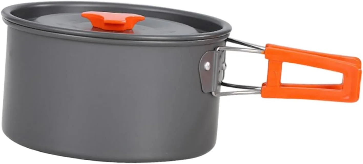 Yiju Camping Pot Stockpot Easy to Clean Boiling Water Compact with Lid Cover Saucepan for Travel Fishing Explorers Trips Barbecue