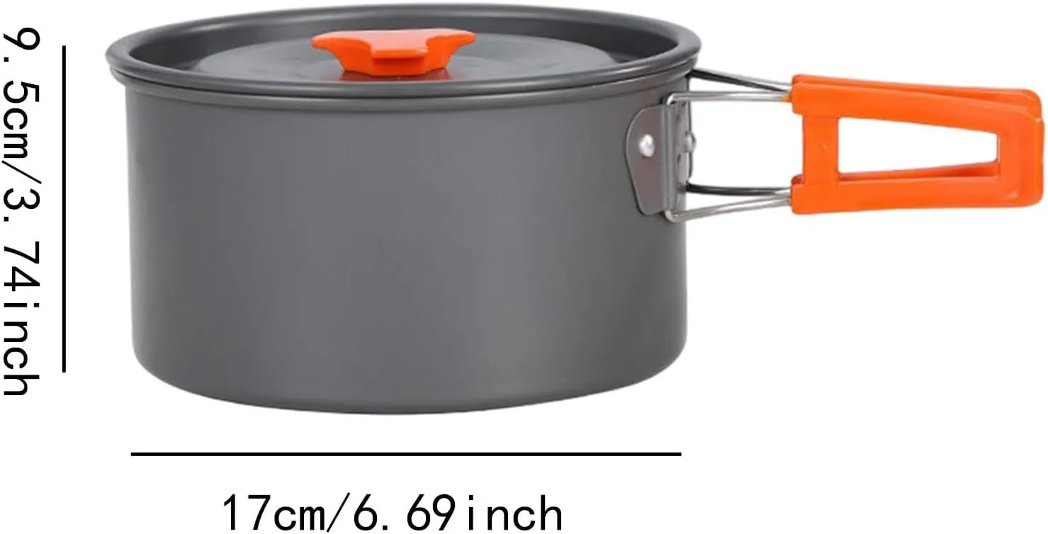 Yiju Camping Pot Stockpot Easy to Clean Boiling Water Compact with Lid Cover Saucepan for Travel Fishing Explorers Trips Barbecue