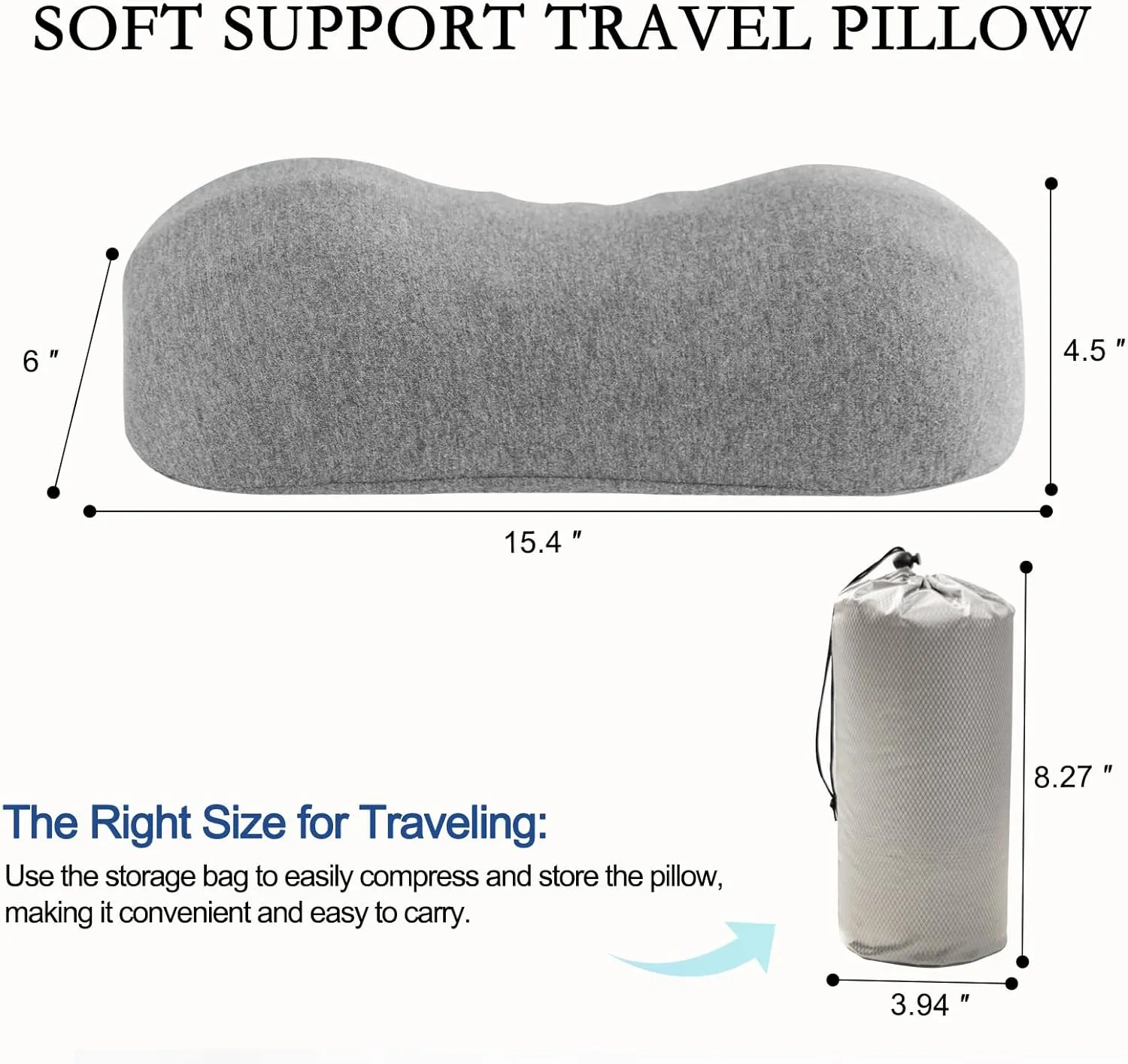 YOUR MOON Memory Foam Travel Pillows, Small Camping Pillow for Sleeping, Portable Backpacking Hammock Camp Pillow for Hiking&Car, Camping Accessories, Neck Support Pillow(Light Gray)