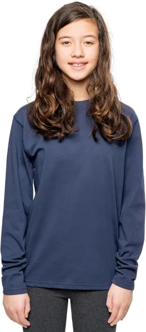 Youth UPF 30  Breathable Dri-Balance Long Sleeve T-Shirt, with Built-in Bug Protection, Navy, Medium (10-12)