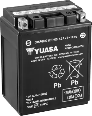 Yuasa YUAM62H4L YTX14AHL-BS Maintenance Free H Series AGM Battery with Acid pack