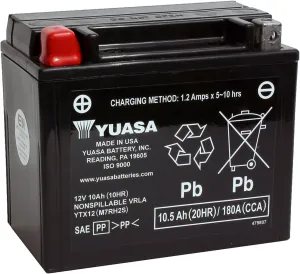 Yuasa YUAM7RH2S YTX12 Factory Activated AGM Battery