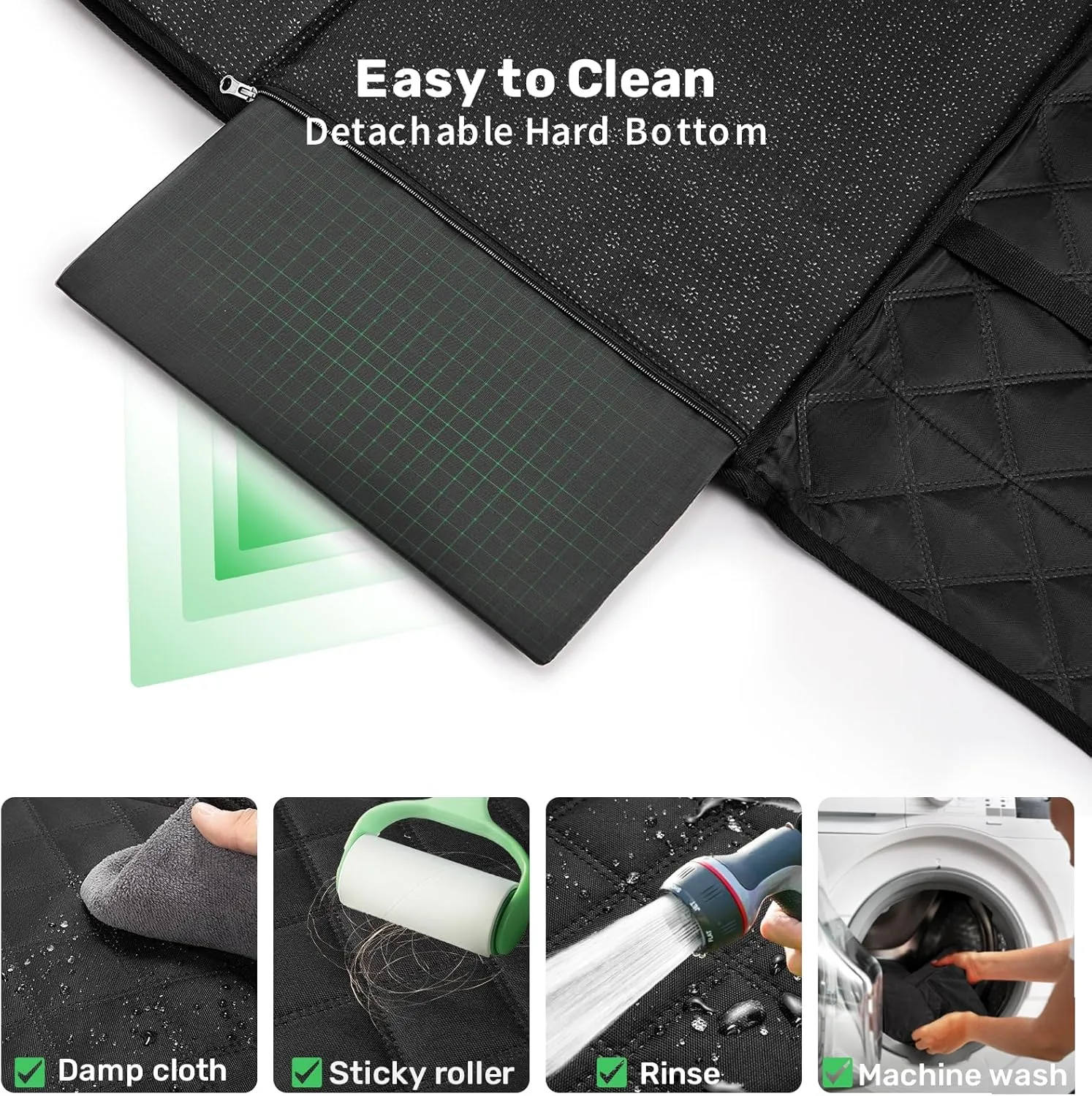 Zanch 2025 Upgraded Dog Car Seat Cover, 400 lbs Heavy Duty Hard Bottom, Waterproof & Anti-Scratch Back Seat Protector, Nonslip Pet Hammock Extender Cars, SUV, Trucks, Standard-Green