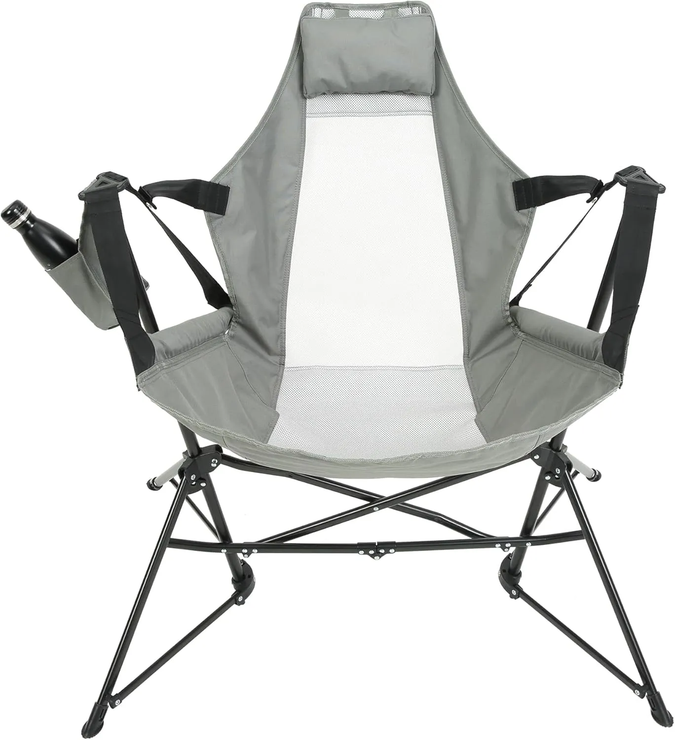 ZeHuoGe Hammock Camping Chair, Folding Portable Rocking Chair, Adjustable Back Swinging Chair with Pillow Cup Holder, Recliner with Carry Bag for Outdoor Travel Lawn Backyard (Grey)