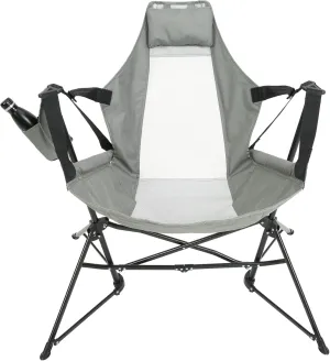 ZeHuoGe Hammock Camping Chair, Folding Portable Rocking Chair, Adjustable Back Swinging Chair with Pillow Cup Holder, Recliner with Carry Bag for Outdoor Travel Lawn Backyard (Grey)
