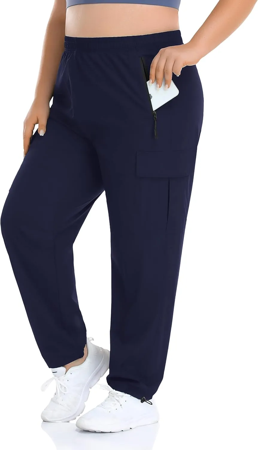 ZERDOCEAN Women's Plus Size Outdoor Active Hiking Pants Lightweight Quick Dry Athletic Pants Zipper Pockets