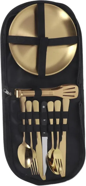 Zerodeko Sturdy Camping Fork Spoon Knife in Stainless Steel Compact Serving Utensils Set Storage Case for Outdoor Adventures
