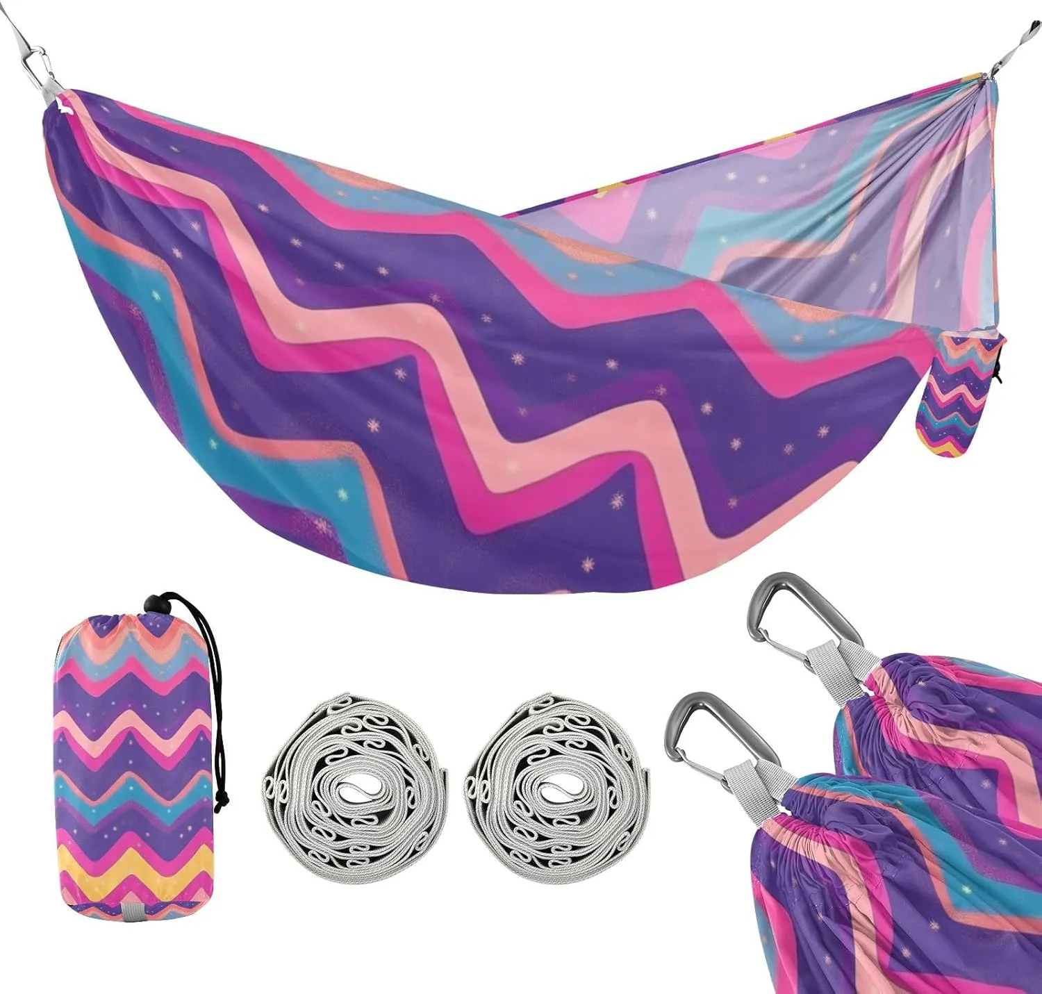 Zigzag Dots Colorful 330lb Capacity Outdoor Hammocks Backyard Hammock for Outside Camping Essentials hamaca para acampar