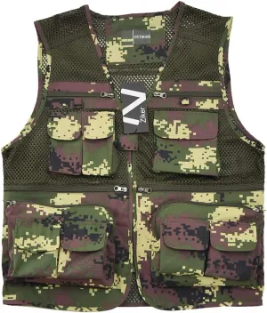 Ziker Men's Mesh Breathable Openwork Camouflage Journalist Photographer Fishing Vest Waistcoat Jacket Coat