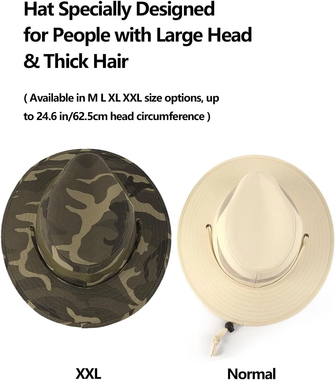 Zylioo XXL Oversize Safari Sun Hat with Wide Brim,Large Mesh Fishing Hat,Sun Protection Summer Hat for Hiking,Camping