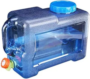 Zzooi 8L/2Gallon Vehicle-Mounted Portable Water Bottle with Handle Outdoor Water Jug with Spigot,Transparent Blue